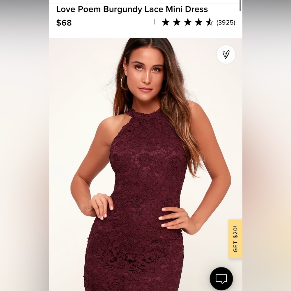 Lulu Love Poem Burgundy Lace Mini Dress Size L